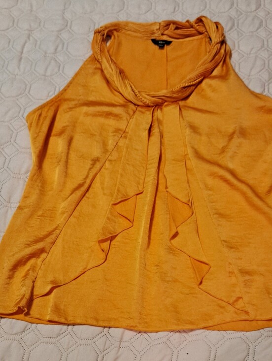 Milano Tops - Milani Sleeveless Ruffle Neck Blouse - Yellow Size L